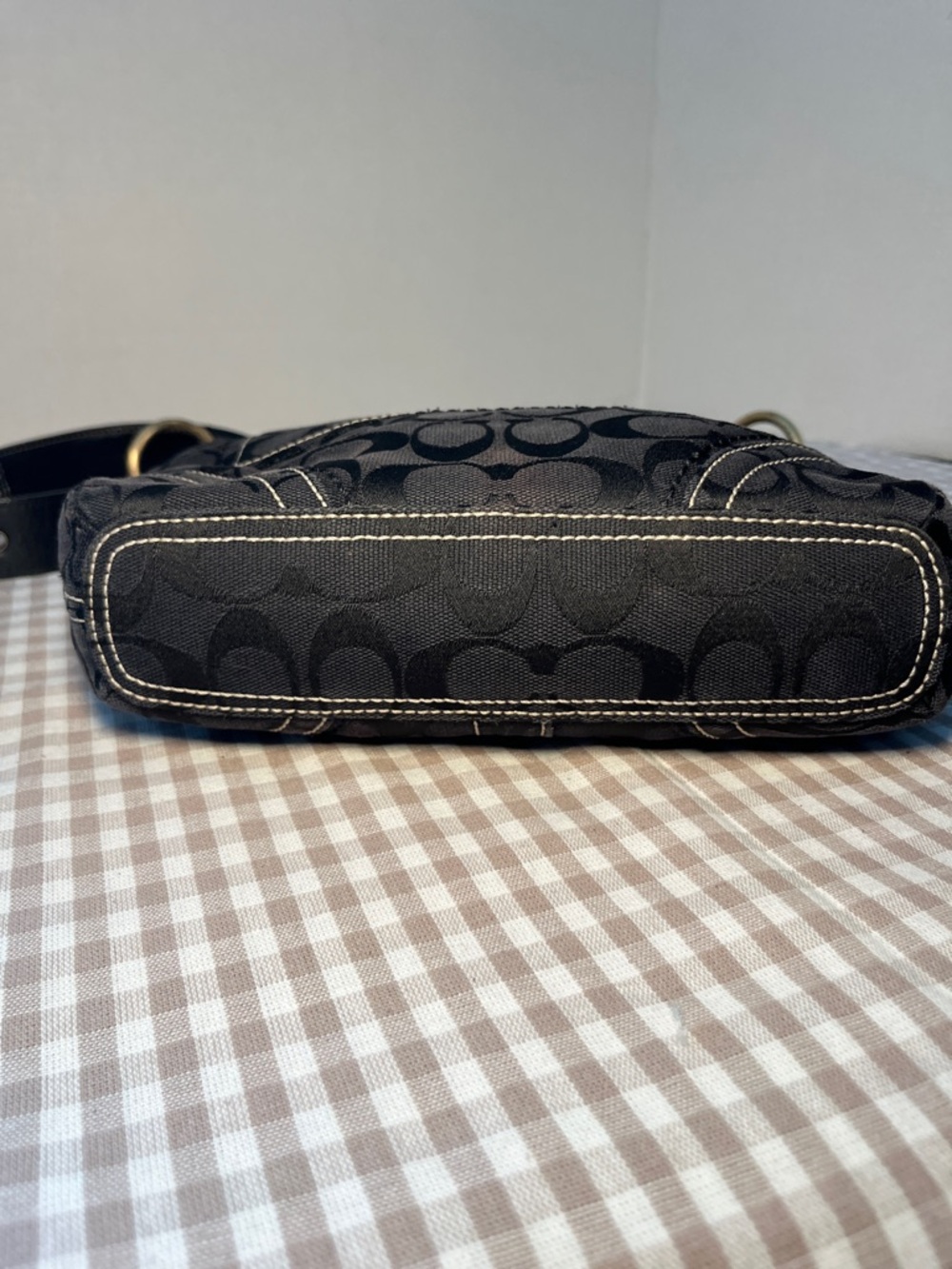 Vintage Coach 2006 Signature Crossbody Bag Black Leather and Canvas #10403 Y2K - Picture 5 of 10